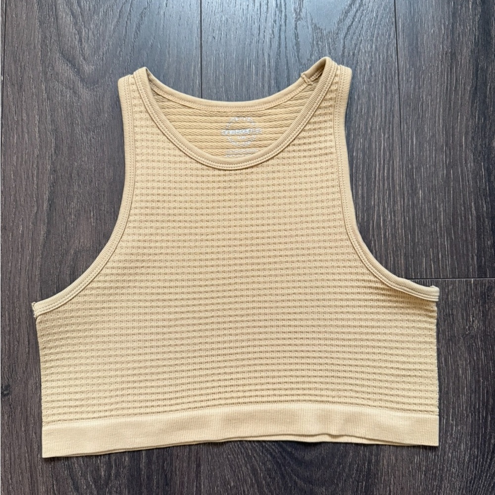 Beige Textured Tank Top